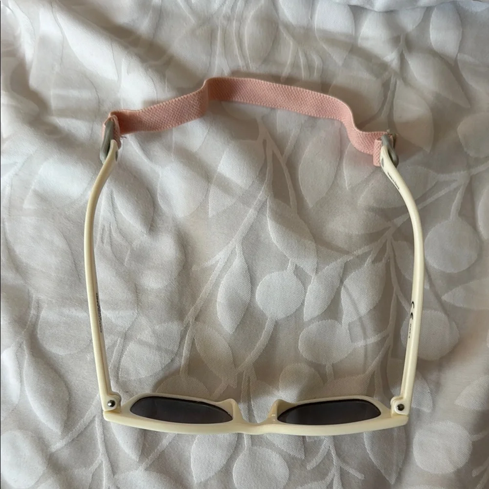Kids Cream Sunglasses with Pink Strap